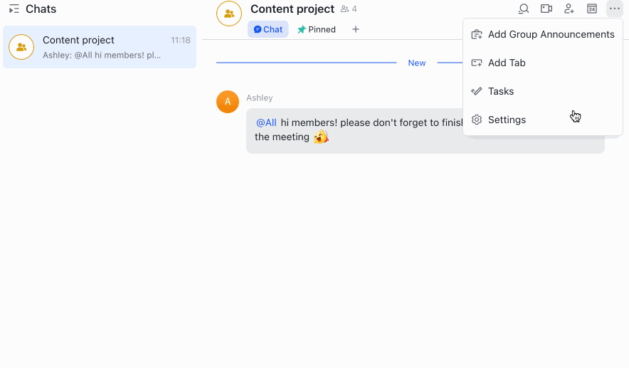 Switch message type in a group