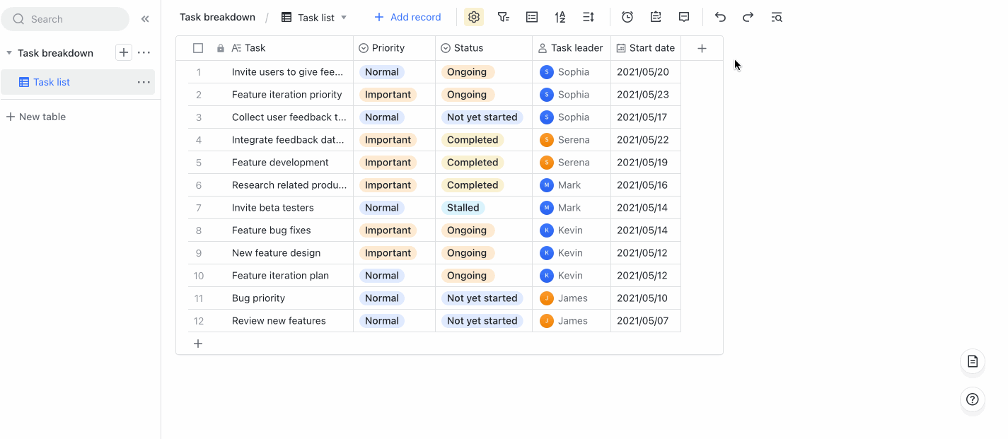 Use Gantt view in Base