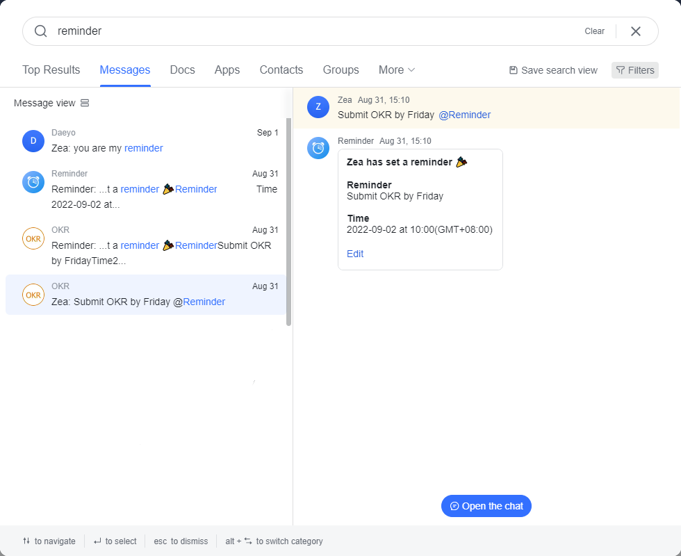 Find exactly what you need with Lark's powerful search function