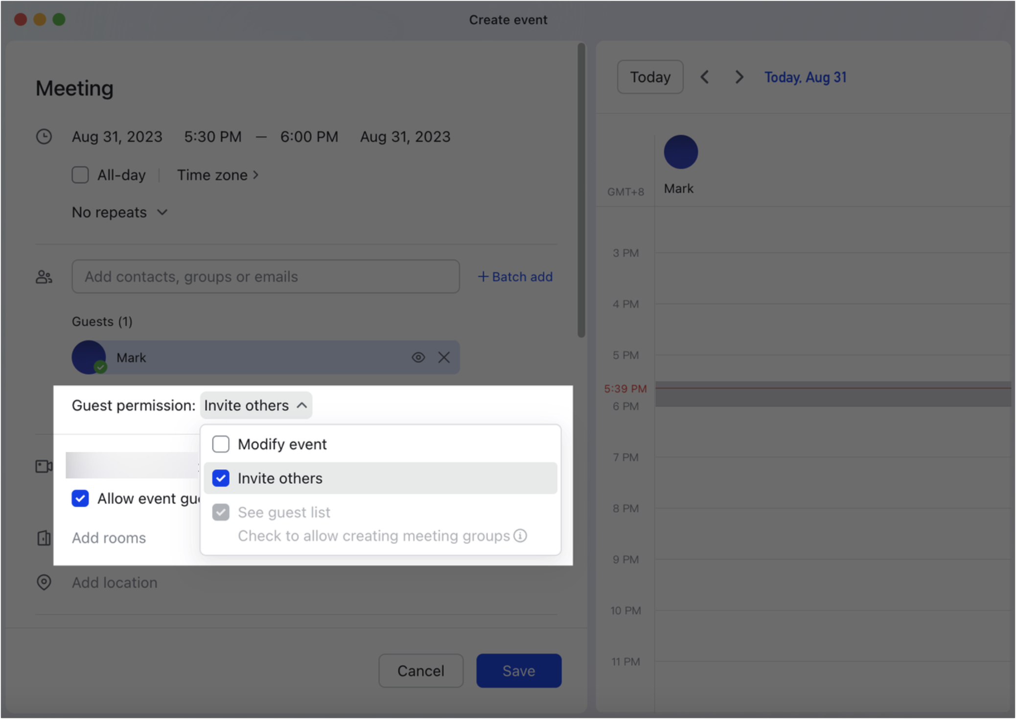Create an event and invite guests