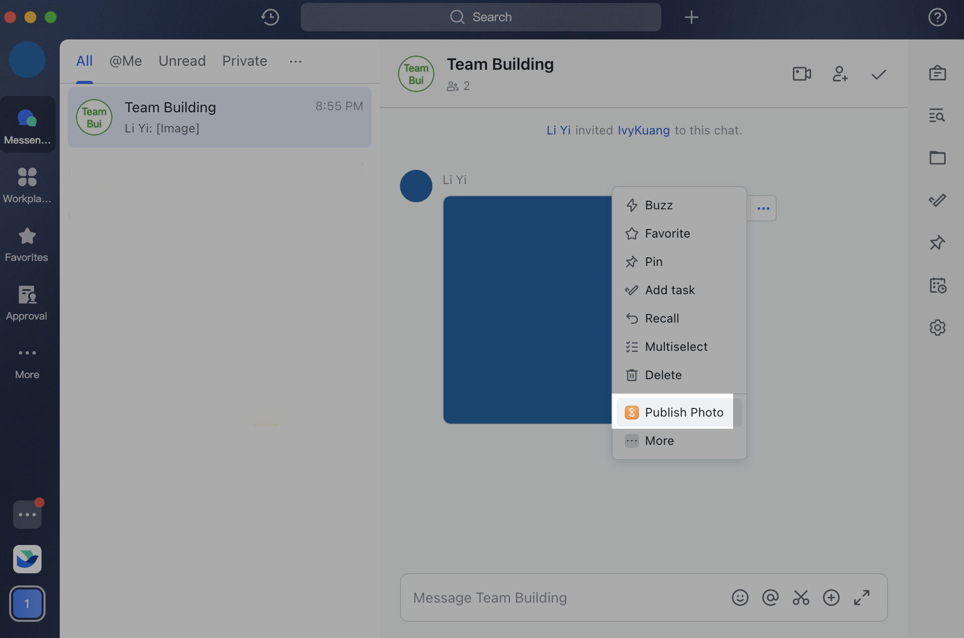 Use message shortcuts in the message action menu