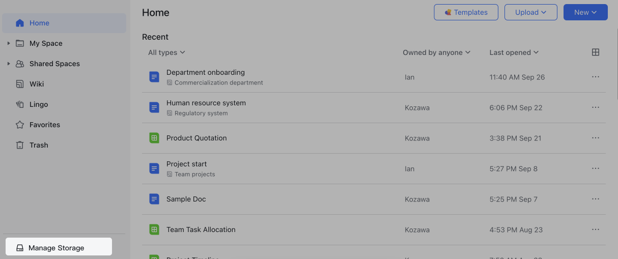 View and manage storage