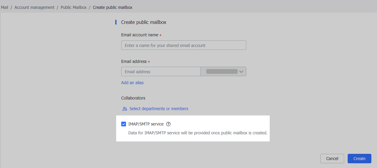 Admin Use a public mailbox to send and receive emails