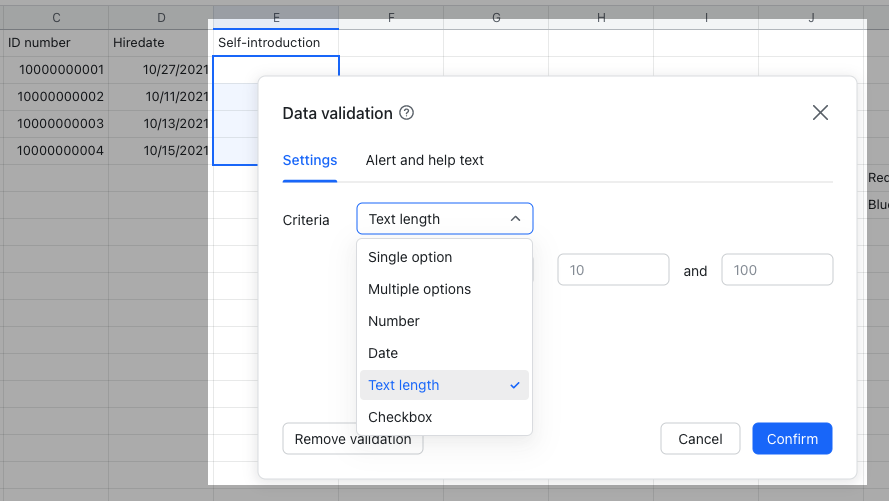 Use data validation in Sheets
