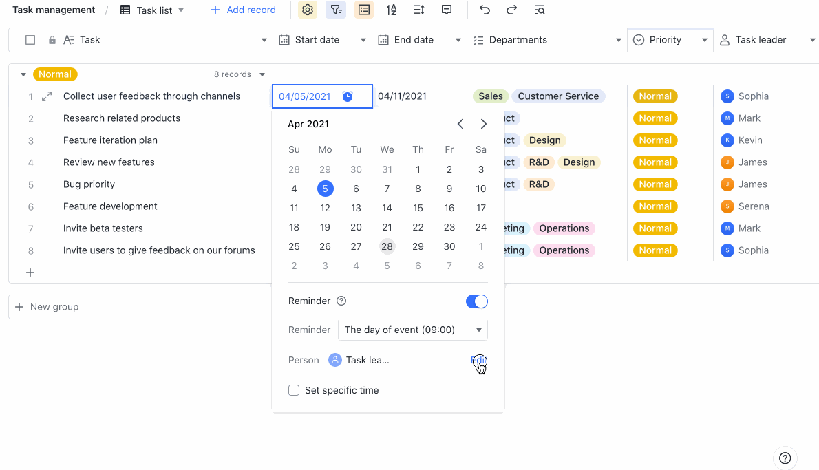 Use date fields in Base