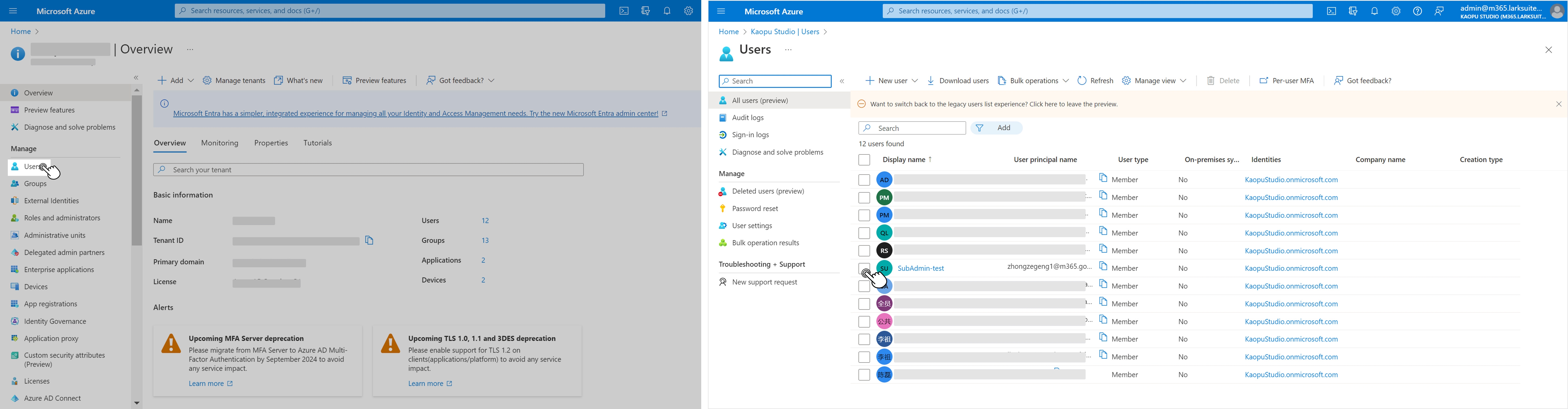 Admin set a global administrator account in the microsoft azure console