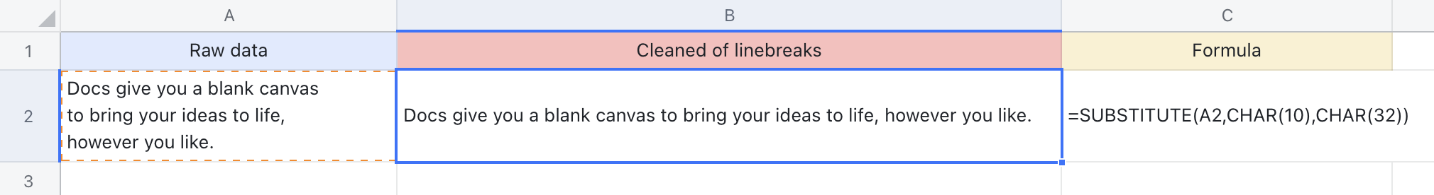 CHAR function for Sheets