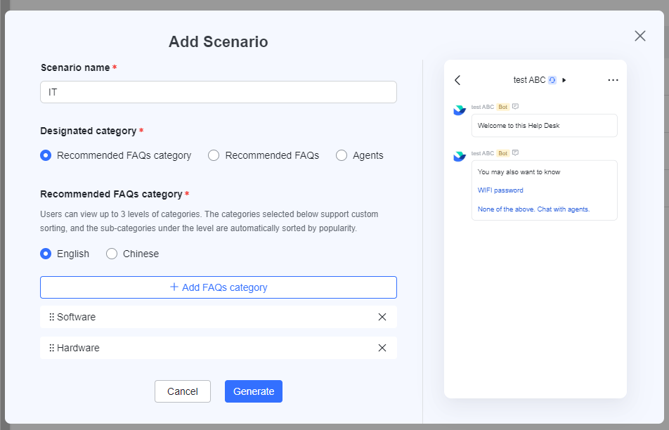 Customize displayed resources for shared help desks