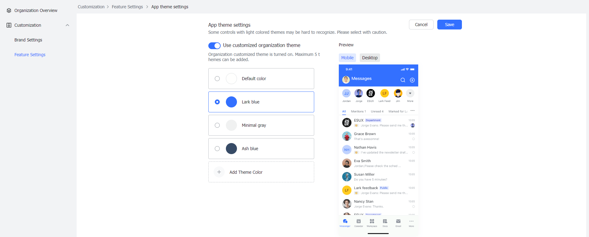 Admin | Customize your app theme
