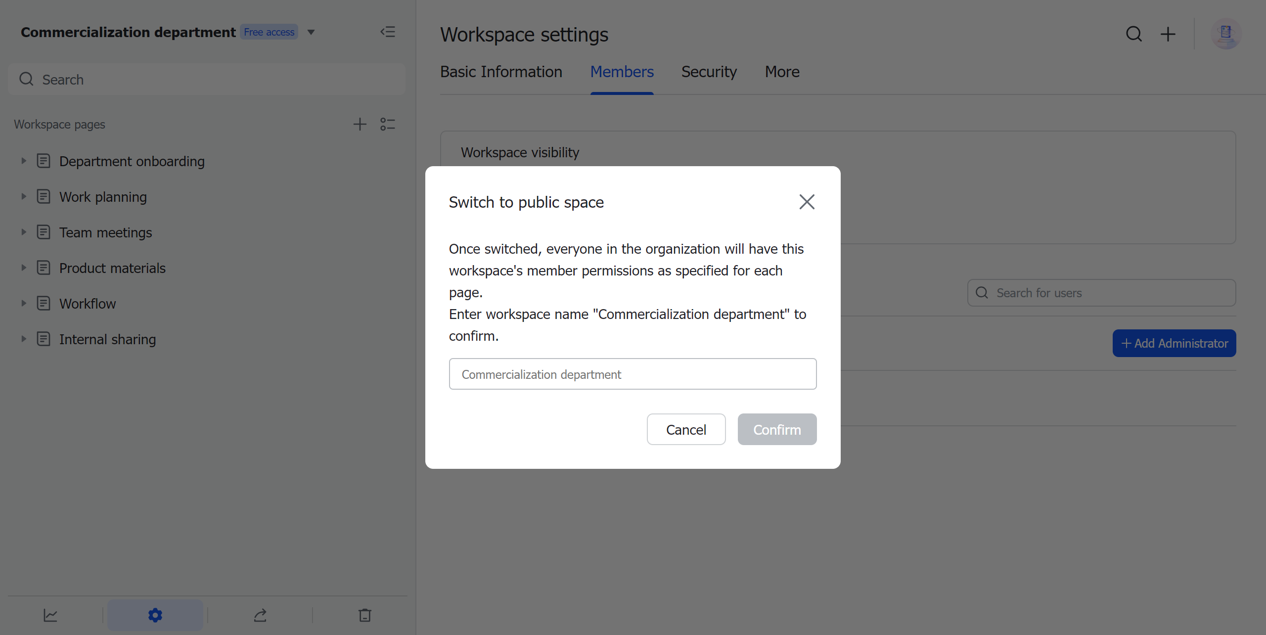 Configure a wiki space to be public