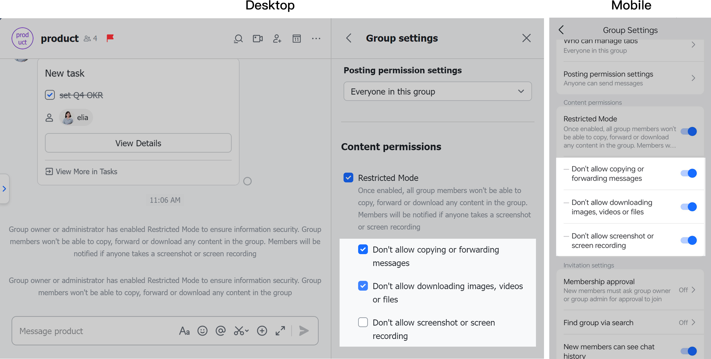 Turn on Restricted Mode in group chats