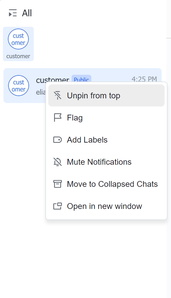 Pin a chat to the top