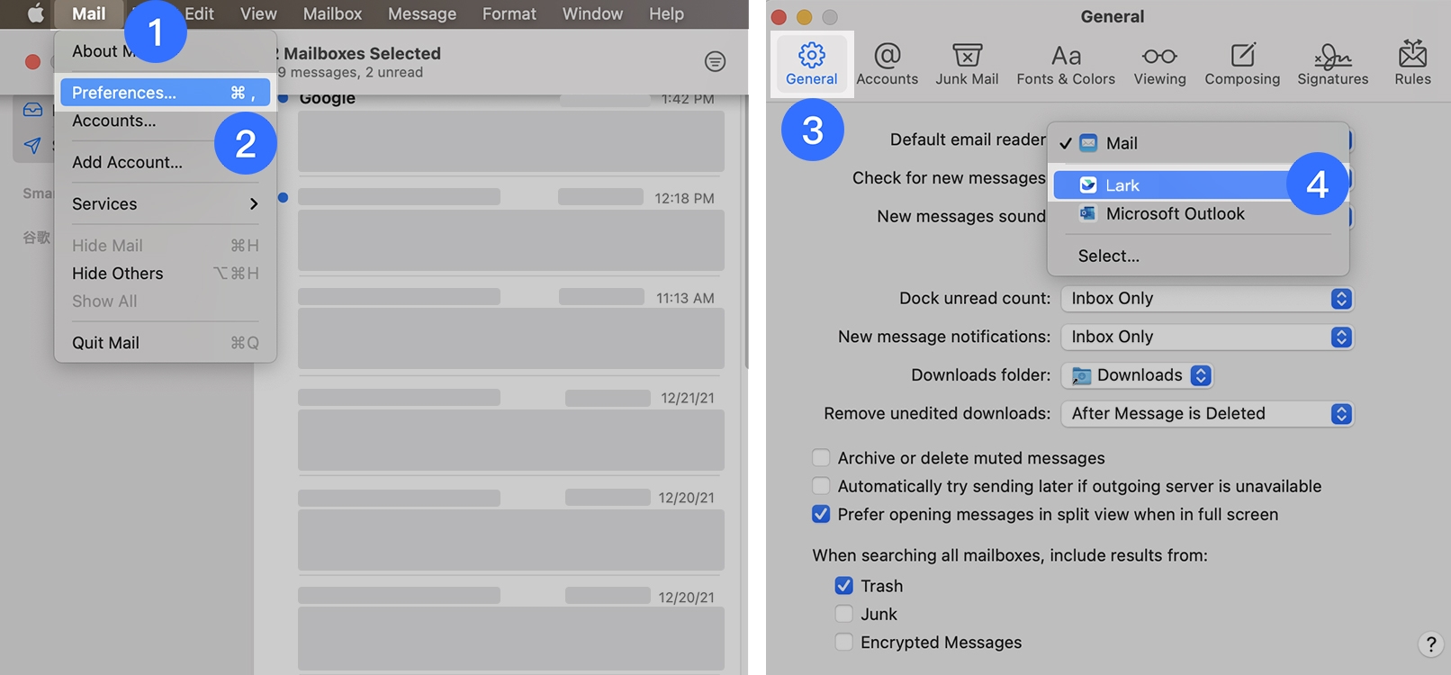 Set lark mail as your default mailbox