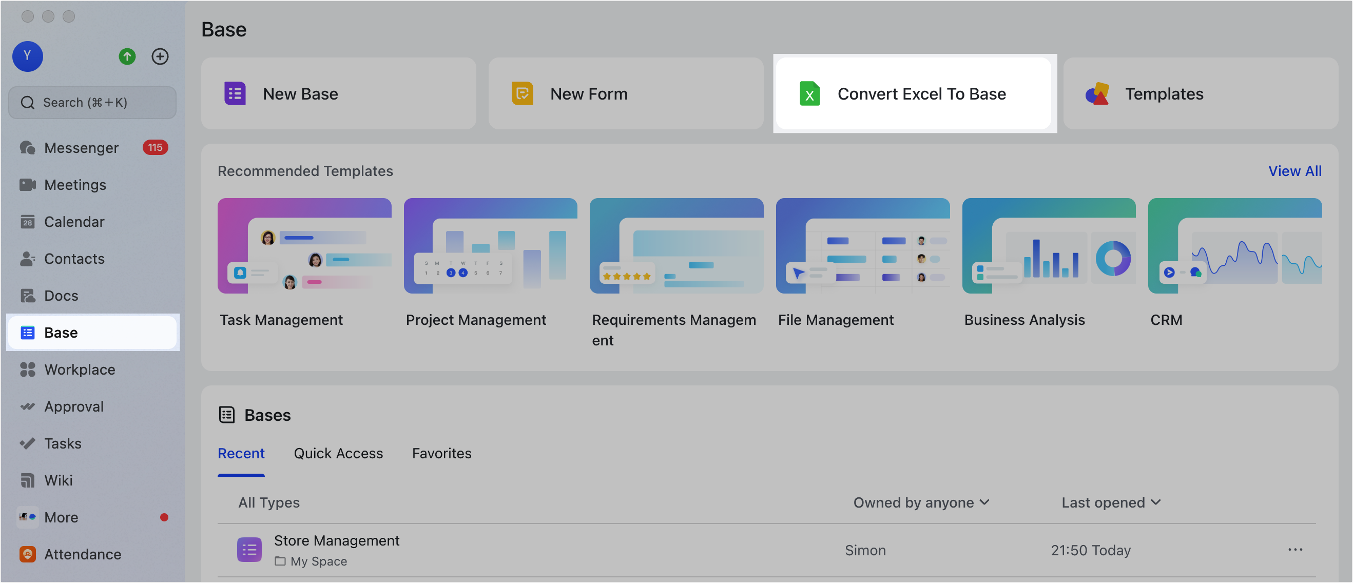 Import and export Base