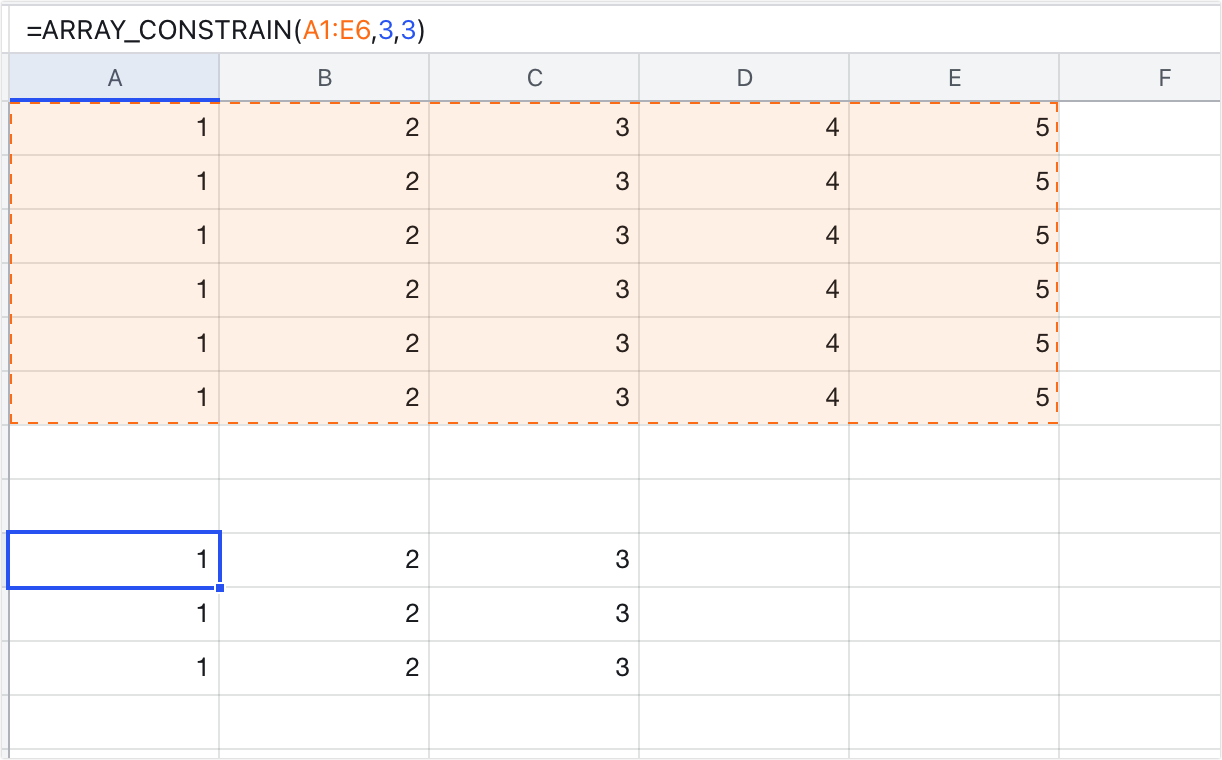Array constrain function for sheets