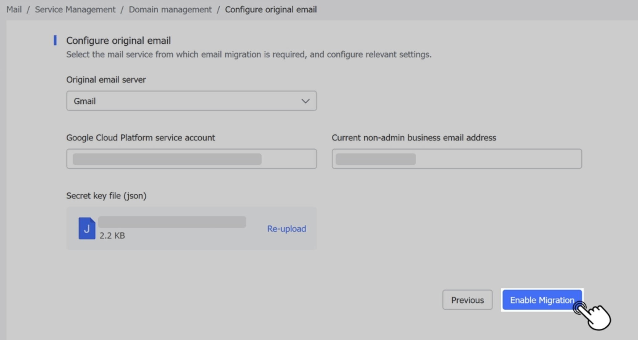 Gmail API email migration