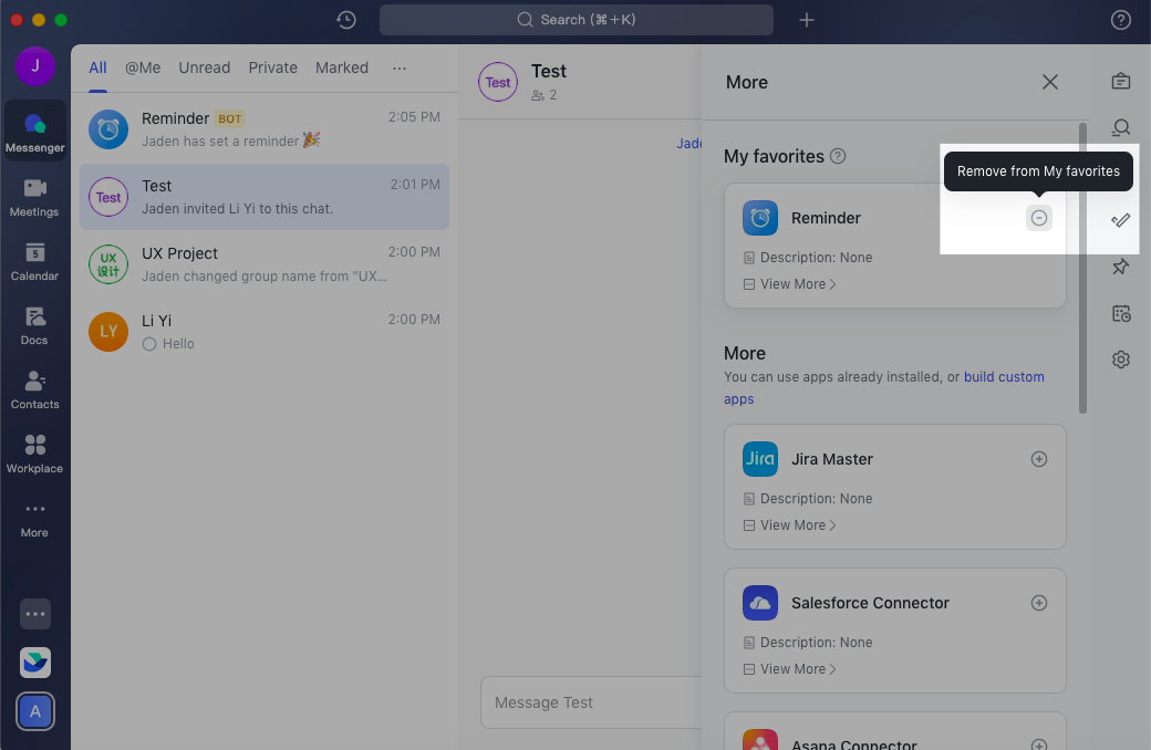 Access apps in the message field and message menu