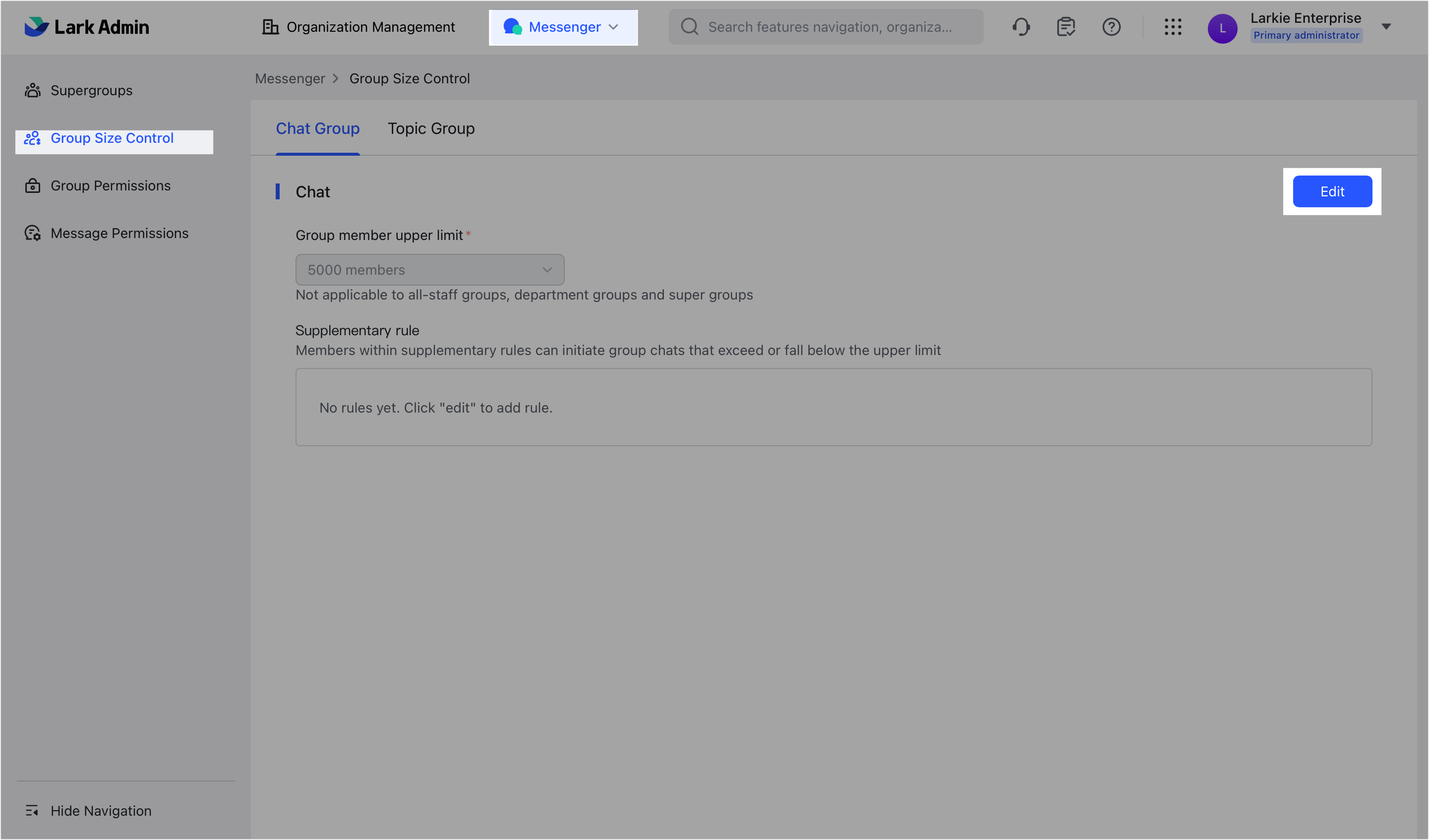 Admin | Set group size limit in Messenger