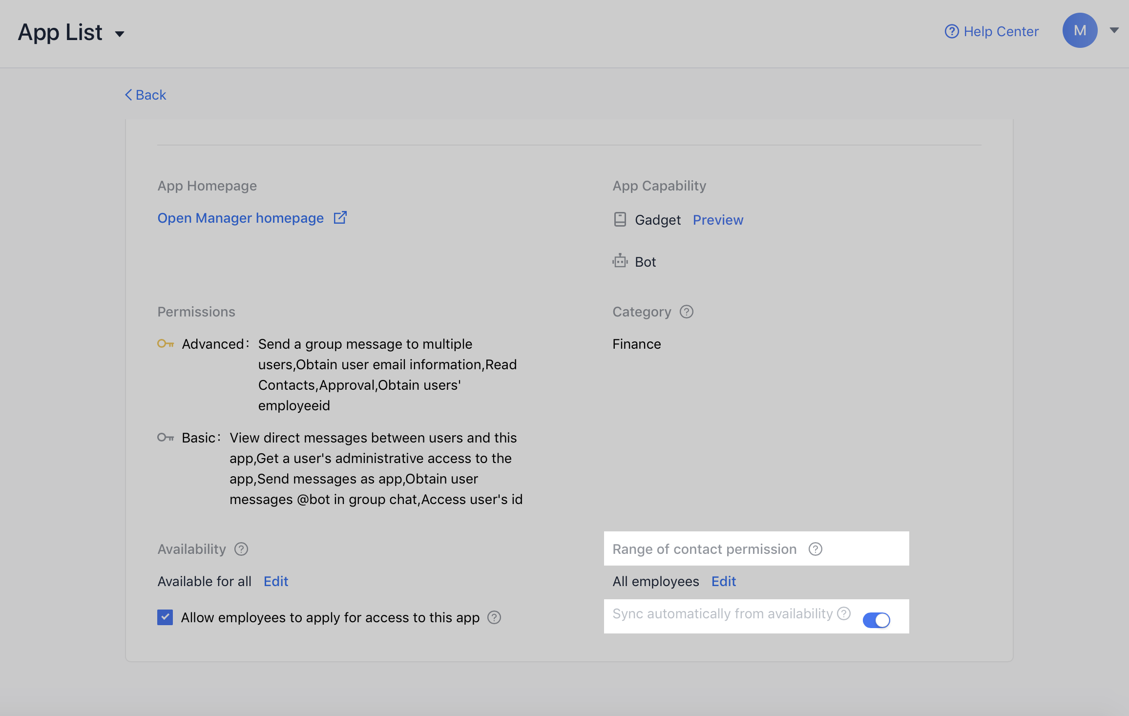 Configure Apps in App List