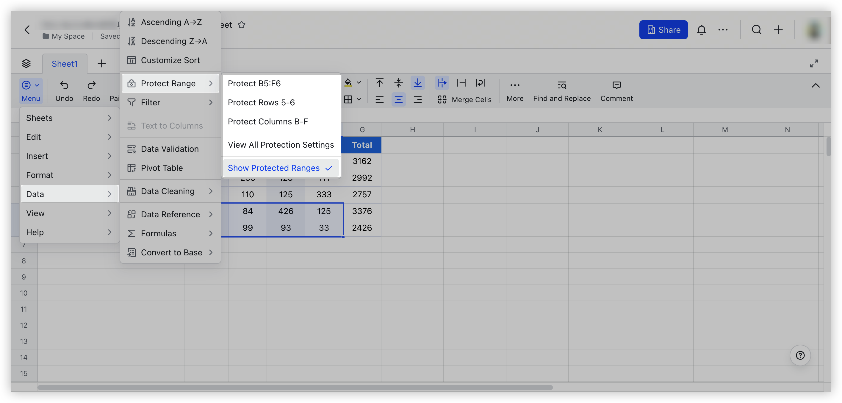 Configure the protected range in Sheets