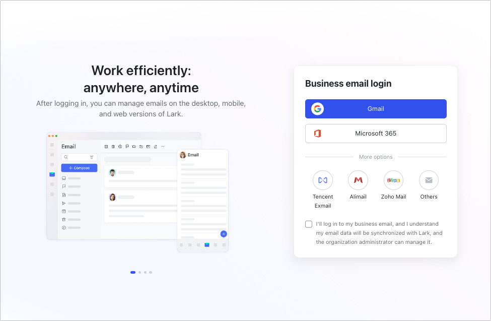 Use a third-party business email account in Lark Mail