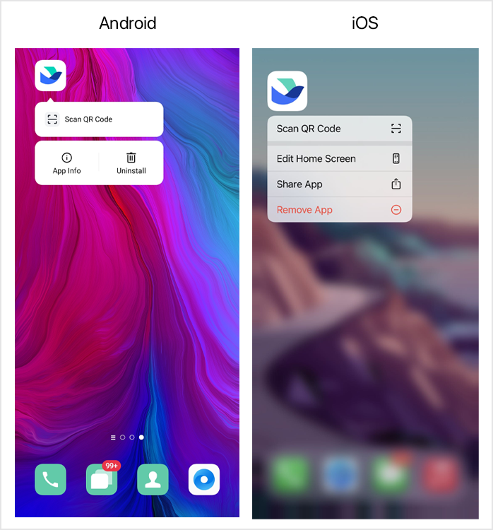 Use the scan shortcut on a mobile device
