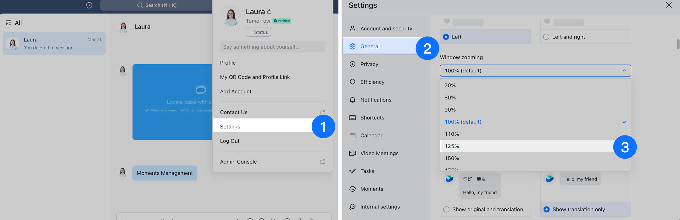 Adjust the zoom level in Lark