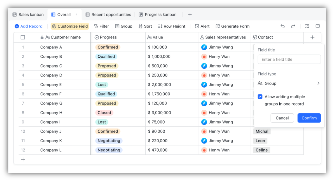Use group fields in Base