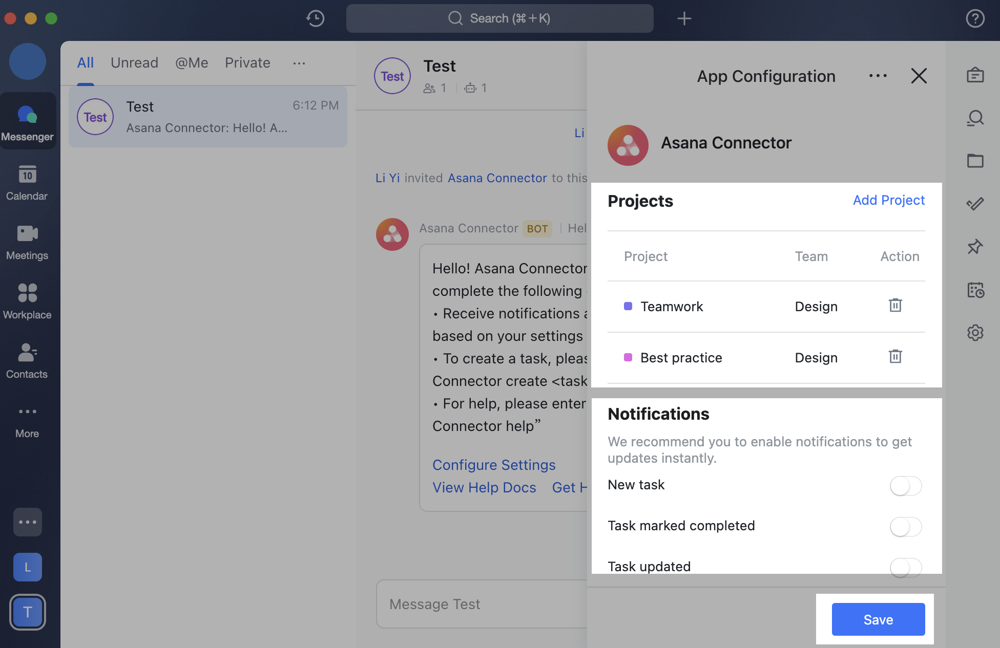Asana Connector を使用する