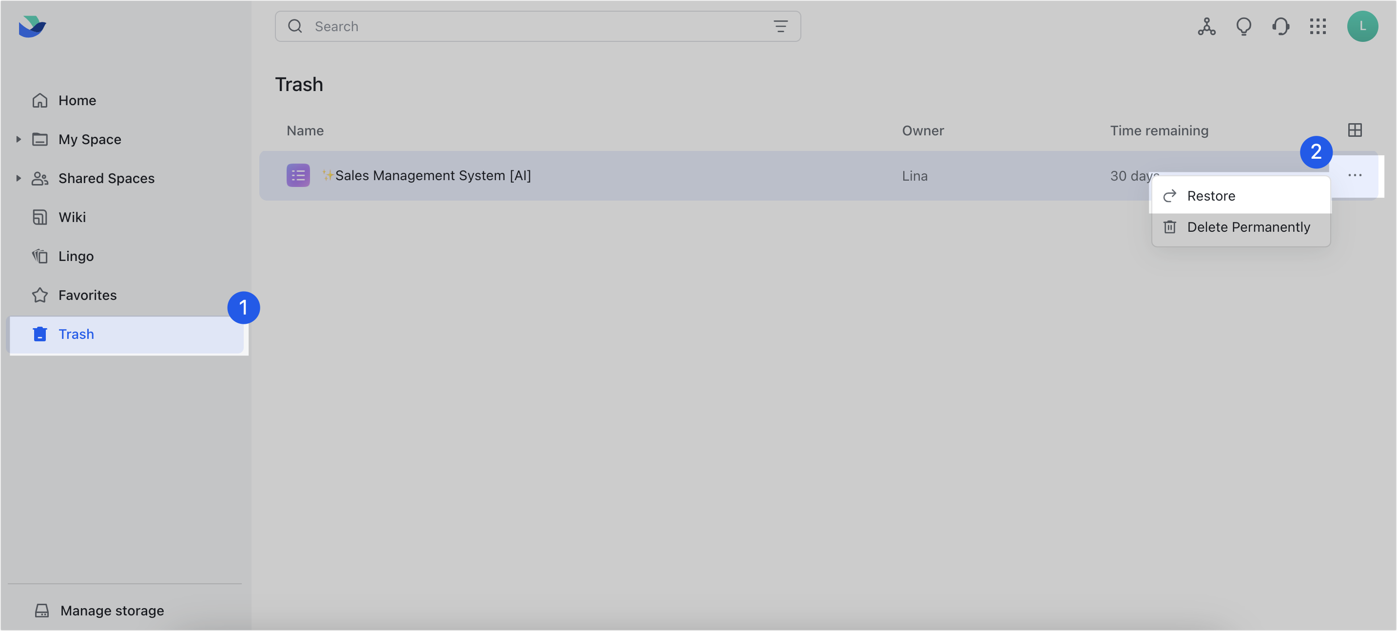 Delete documents or folders