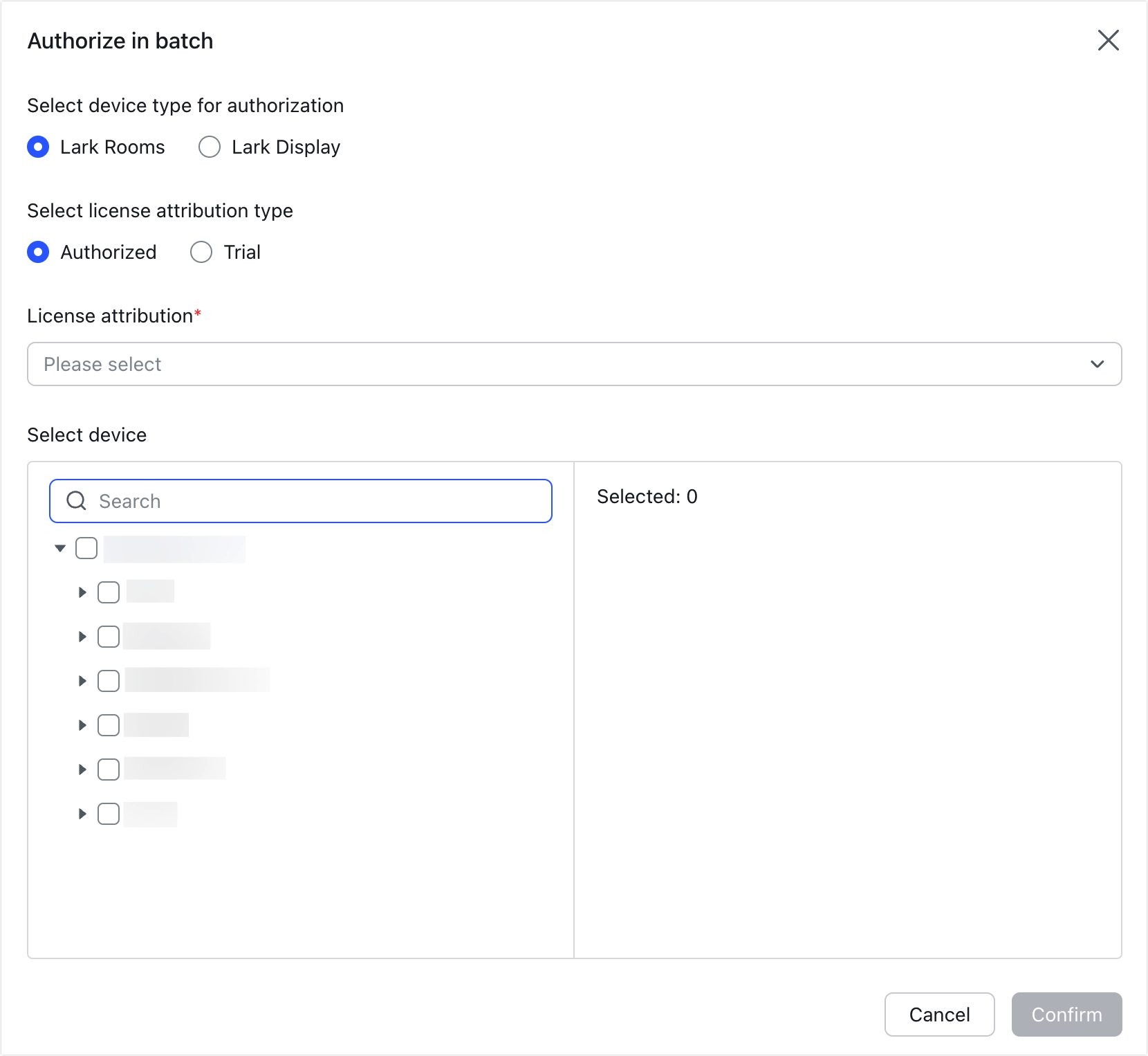 Admin Manage meeting room license authorizations
