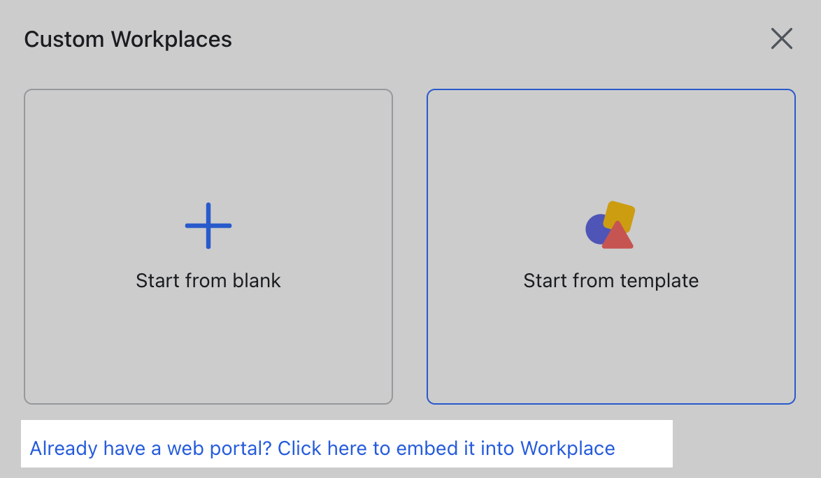 ワークプレイスにウェブサイトを埋め込む