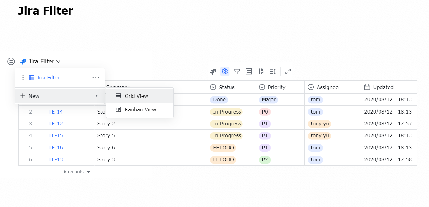 Menyisipkan Filter Jira ke dalam Docs