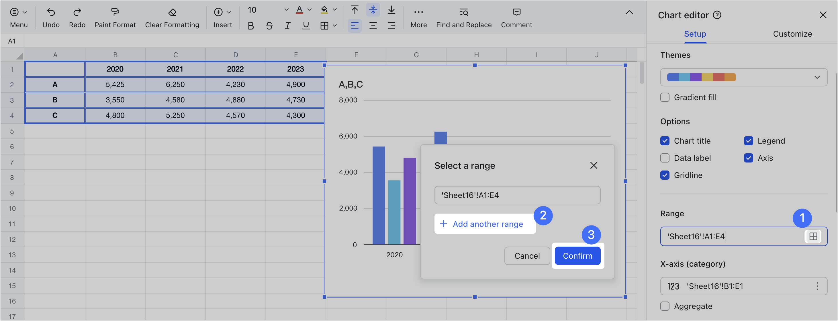 Use column charts in Sheets