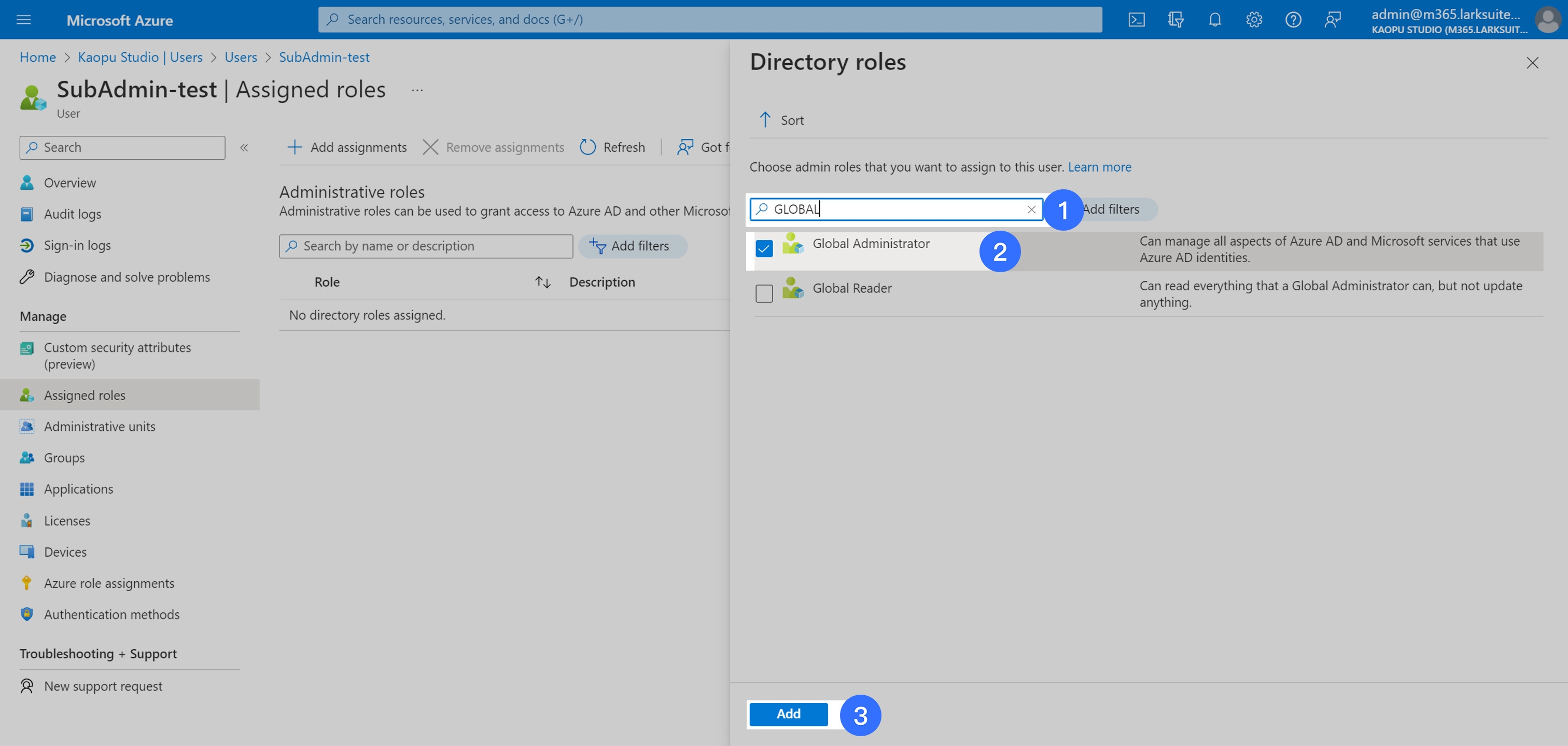 admin-set-a-global-administrator-account-in-the-microsoft-azure-console
