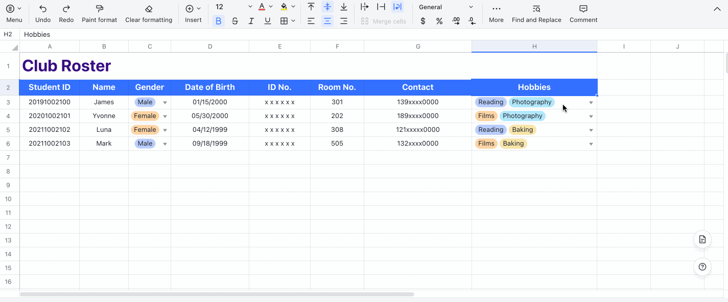 Use Drop down List In Sheets