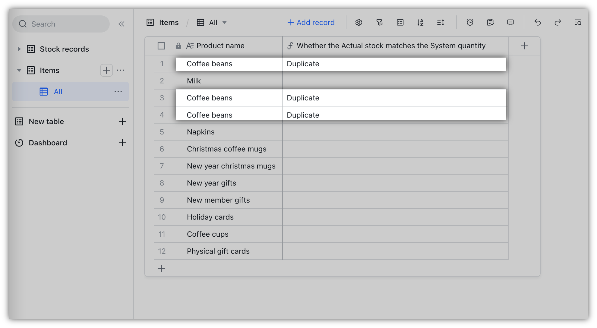 Use the COUNTIF function for Base