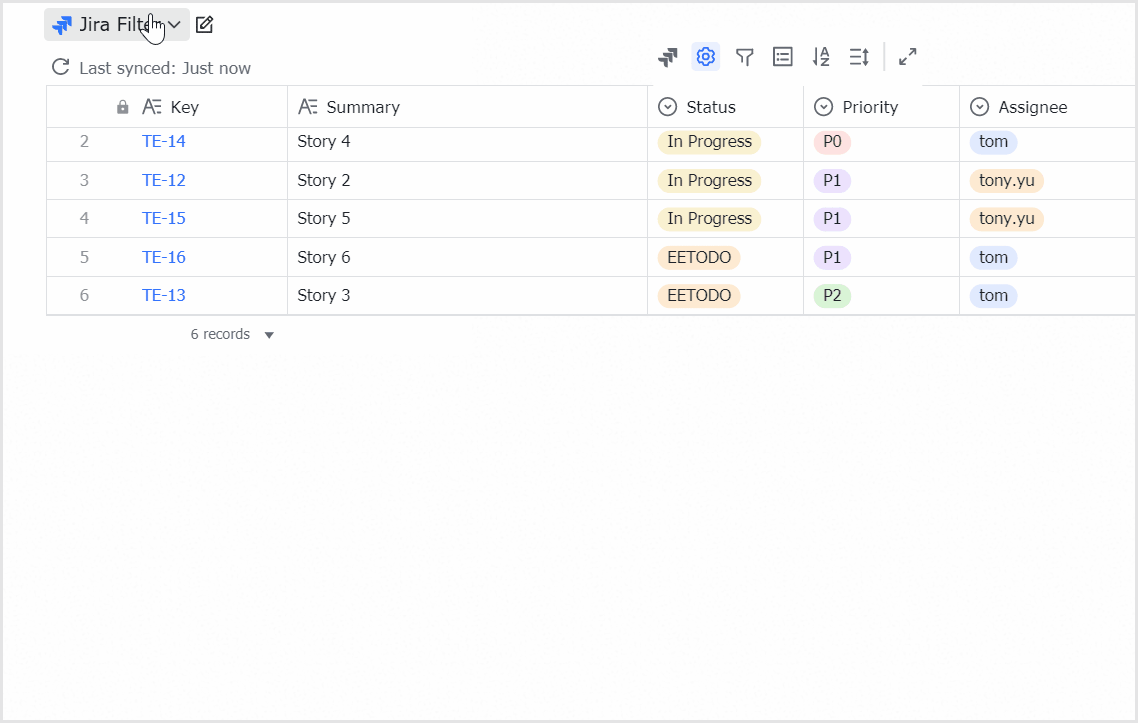 ドキュメントに Jira フィルタを挿入する