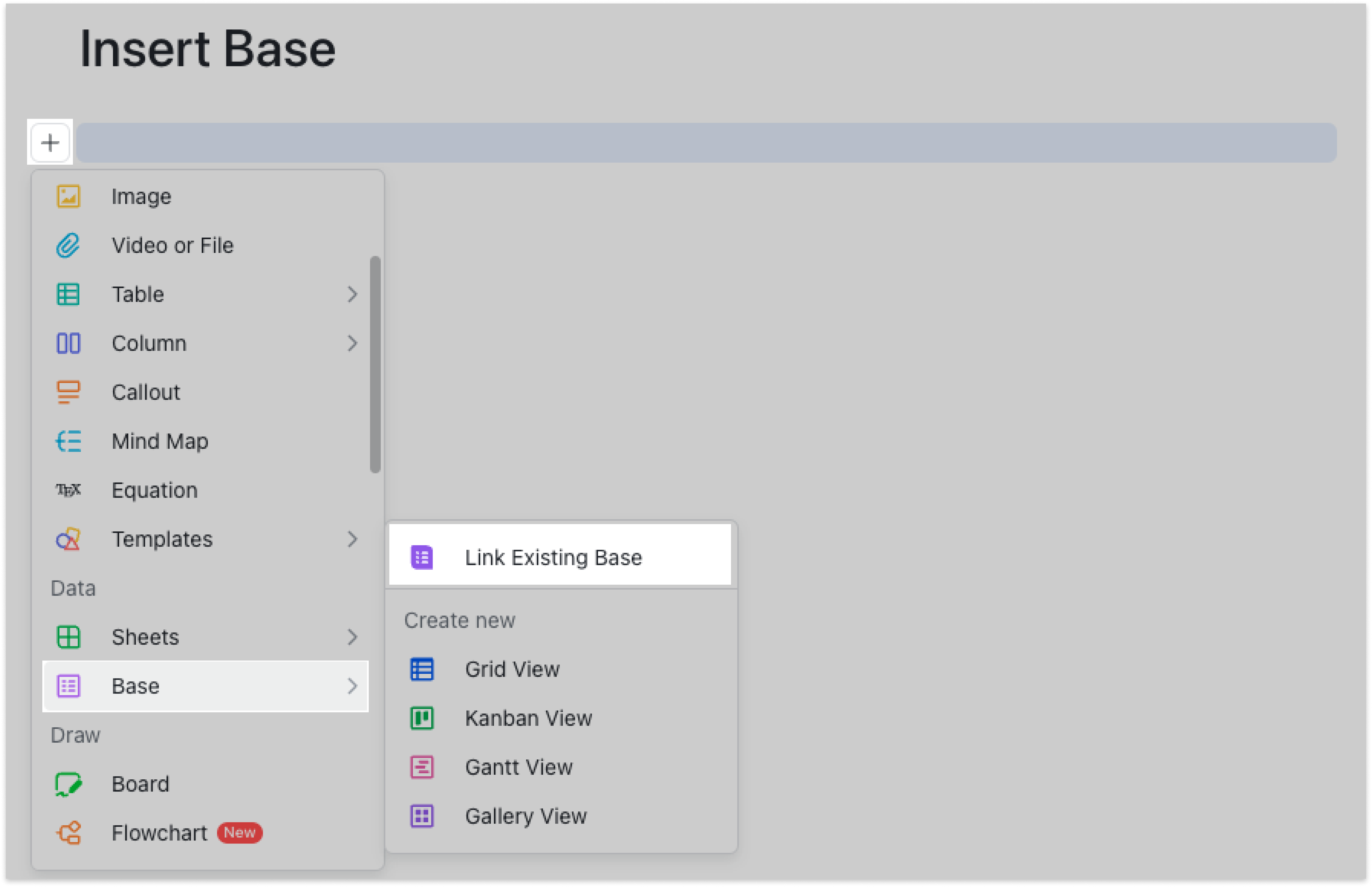Insert a base in Docs