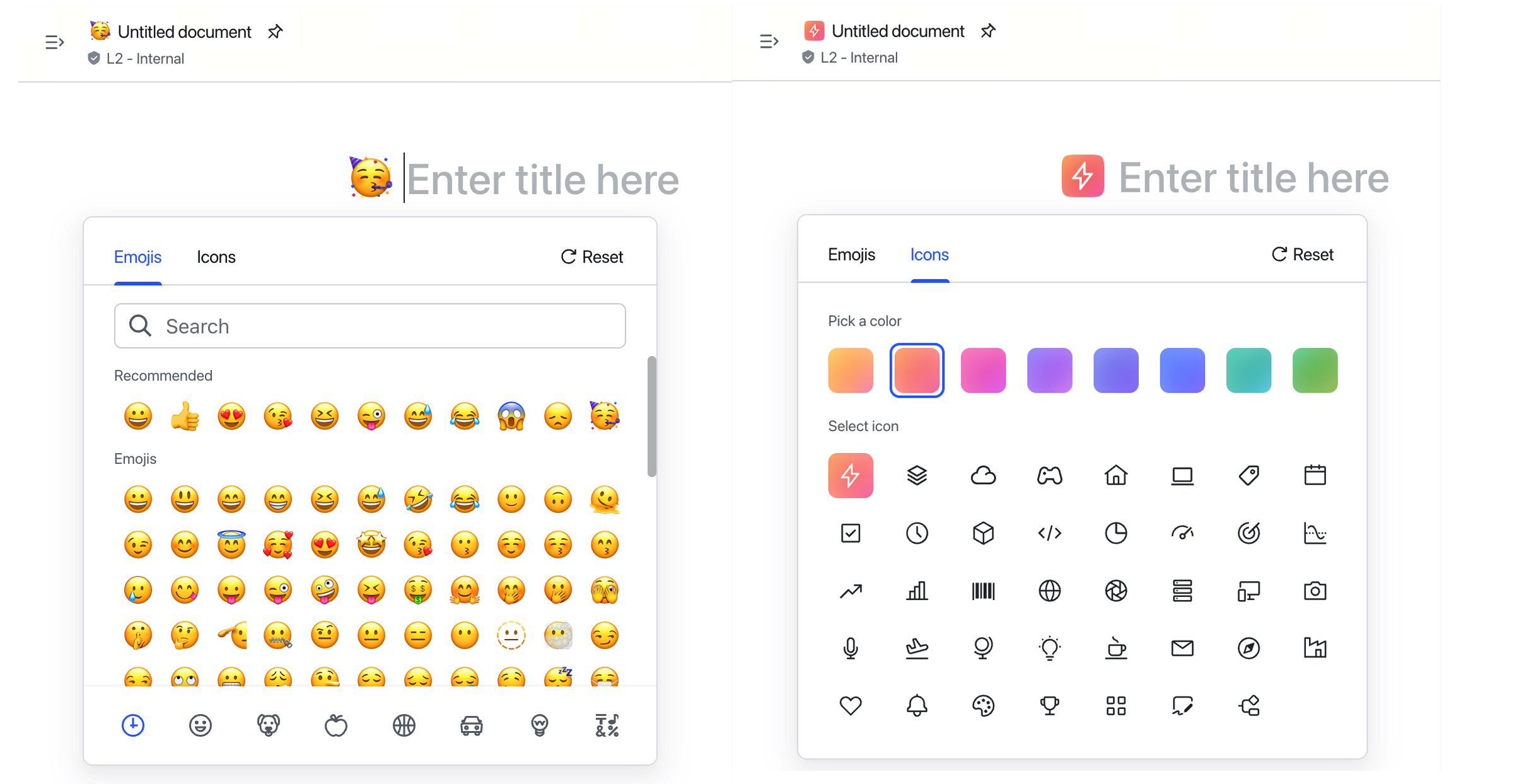 Set document icons