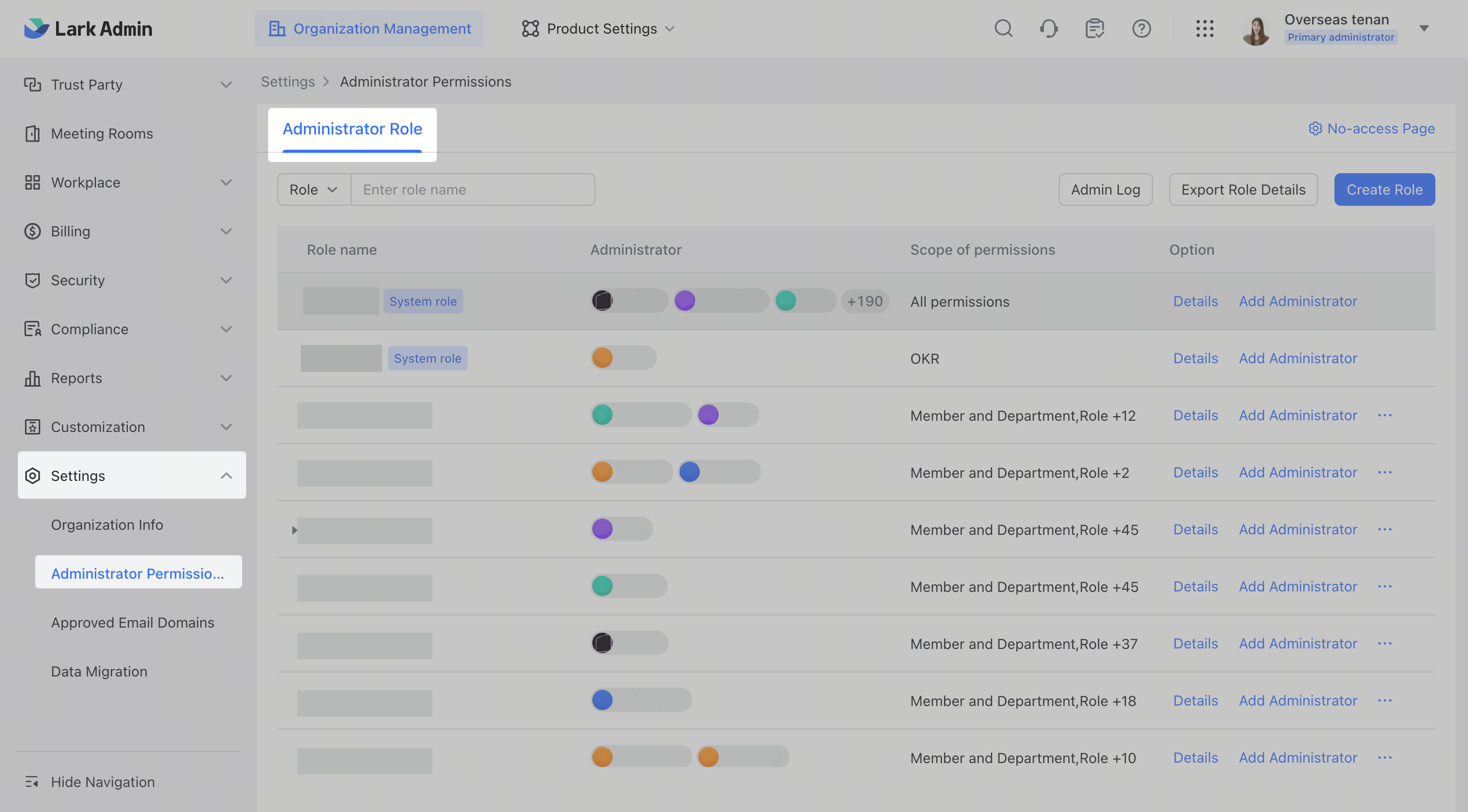 Set up meeting room management permissions for administrators