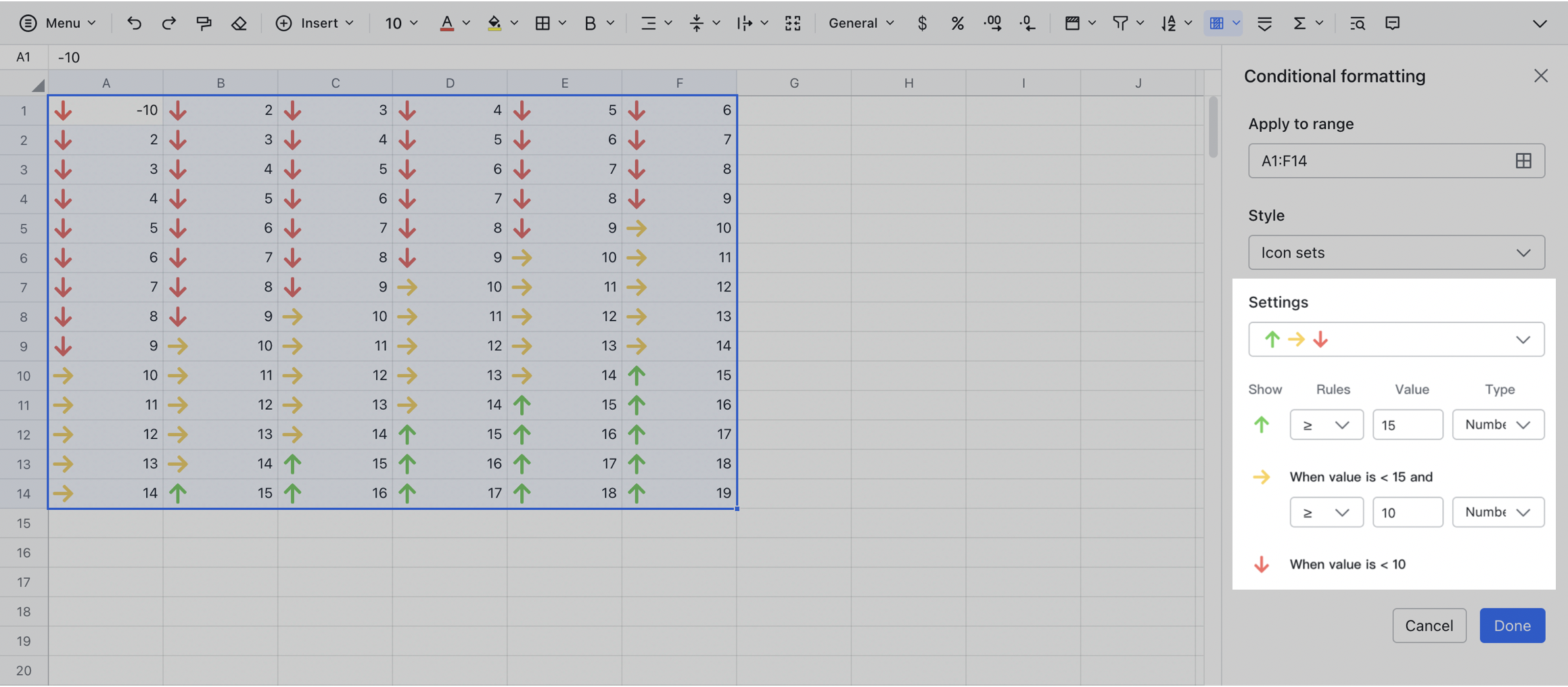 Use conditional formatting in Sheets