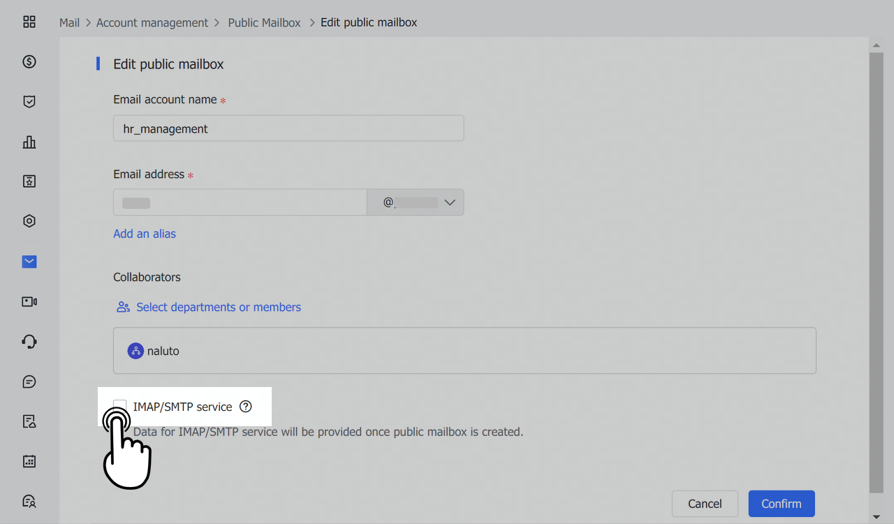 Admin Use a public mailbox to send and receive emails
