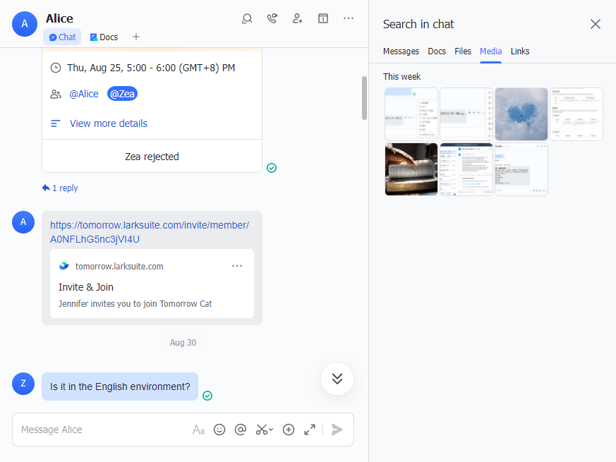Find exactly what you need with Lark's powerful search function