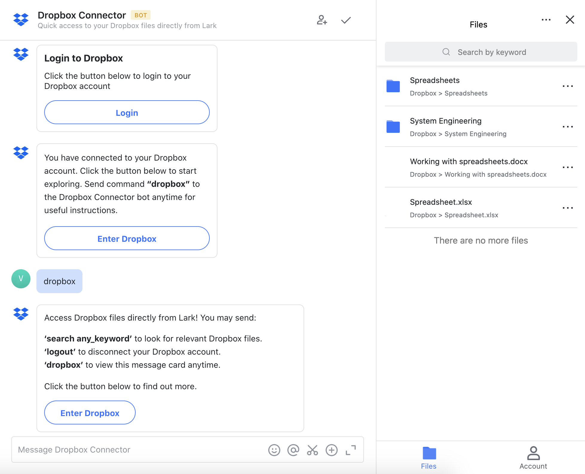 Set up and use Dropbox Connector